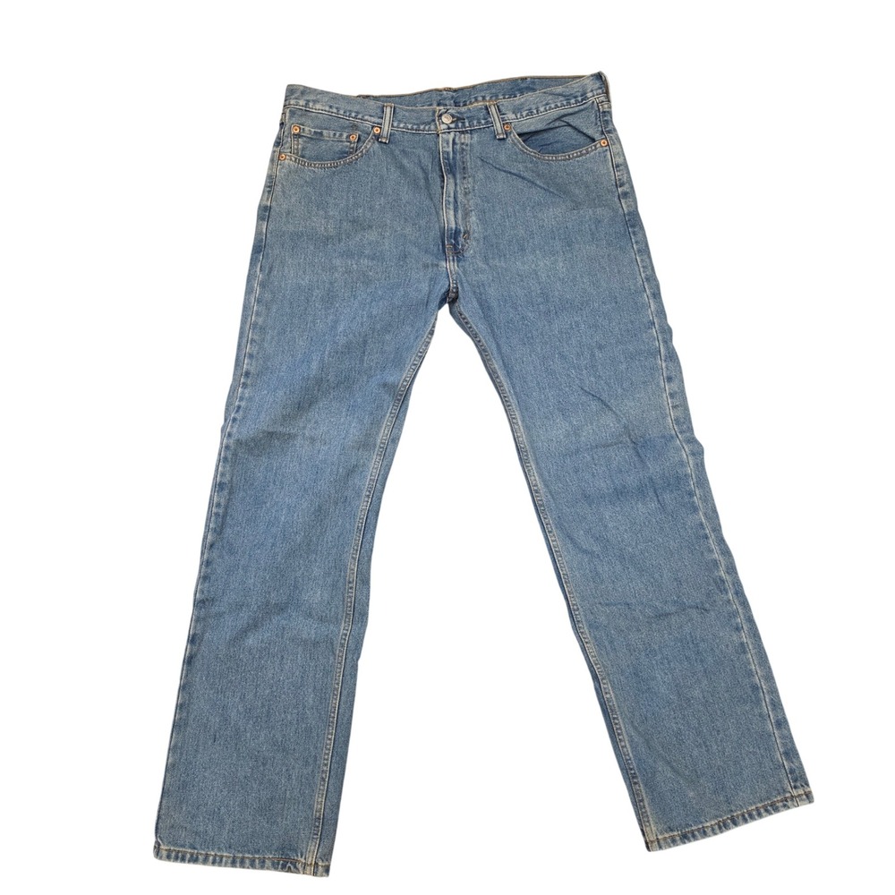 Levis 505 Regular Fit Jeans Mens 38x32 Medium Wash Blue Straight Leg Denim
